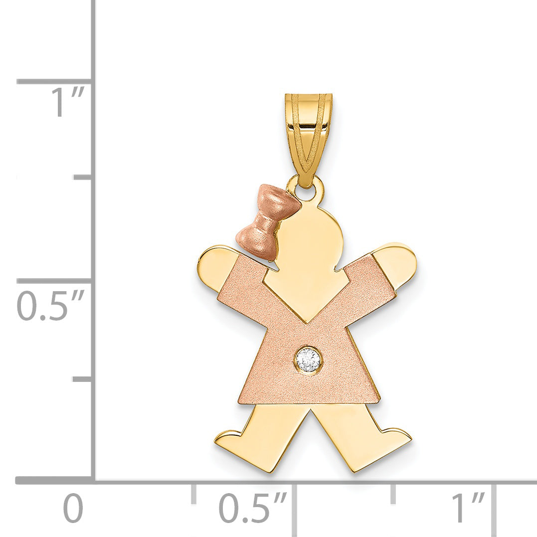 14K Bicolor Diamant-Anhänger für Kinder