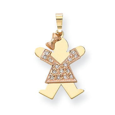 14K Bicolor Diamant-Anhänger für Kinder, 0,105 ct