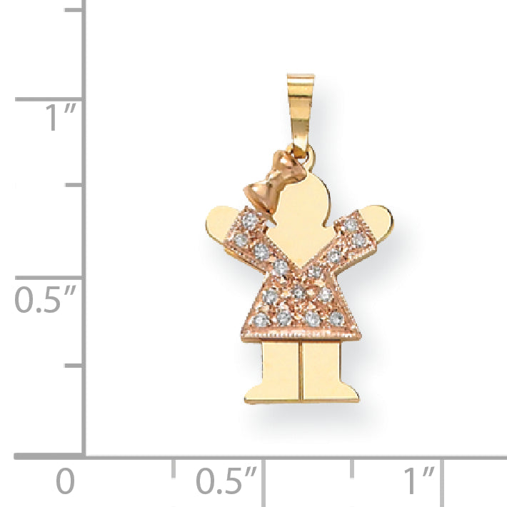 14K Zweifarbig-Gold AA Diamant-Anhänger für Kinder