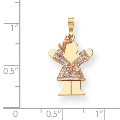 14K Zweifarbig-Gold AA Diamant-Anhänger für Kinder