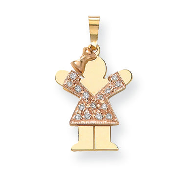 14K Zweifarbig-Gold AA Diamant-Anhänger für Kinder