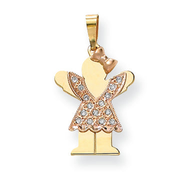 14K Bicolor Diamant-Anhänger für Kinder