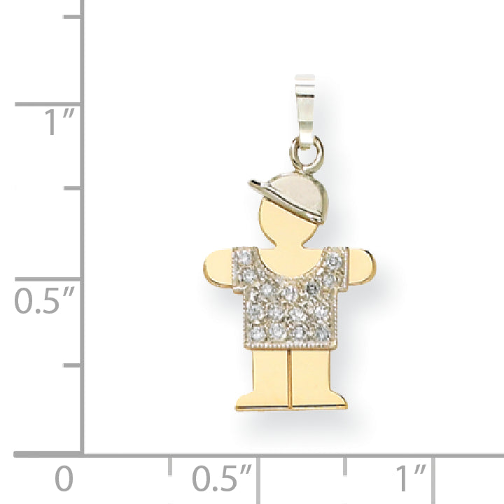 14K Bicolor Kinderanhänger mit Diamant