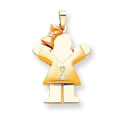 14K Bicolor Anhänger für Kinder mit natürlichem Diamant