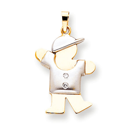 14K Bicolor Diamant-Anhänger für Kinder, AA