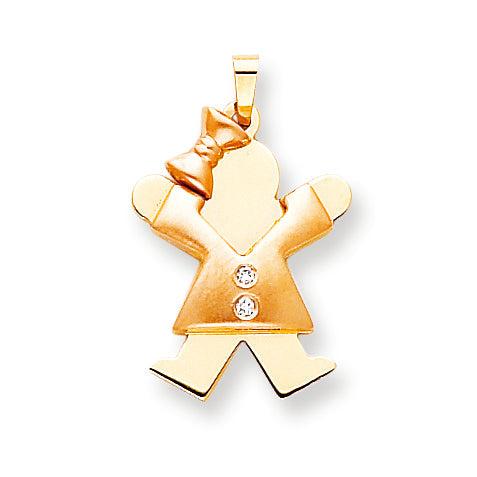 14K Zweifarben-Diamant-Kinderanhänger