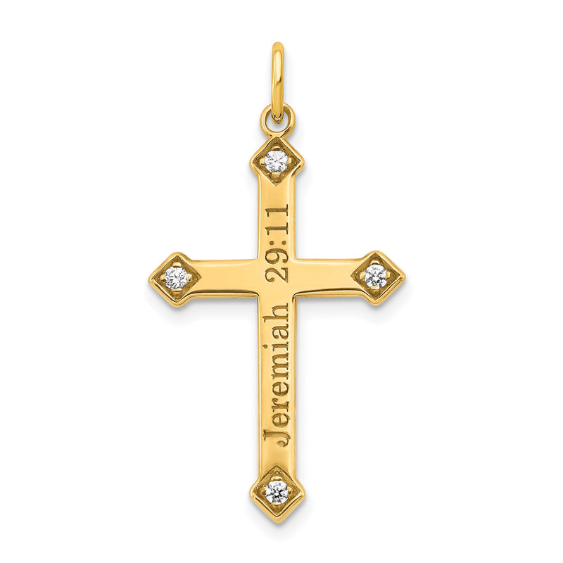 10 Karat Gelbgold Diamant-Kreuz mit Gravur