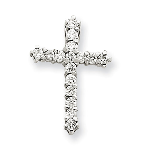 585 Weißgold Kreuz mit Diamant 0,24 ct