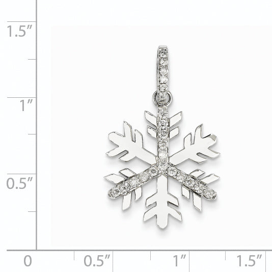 14K Weißgold Diamant-Schneeflocken-Anhänger, groß