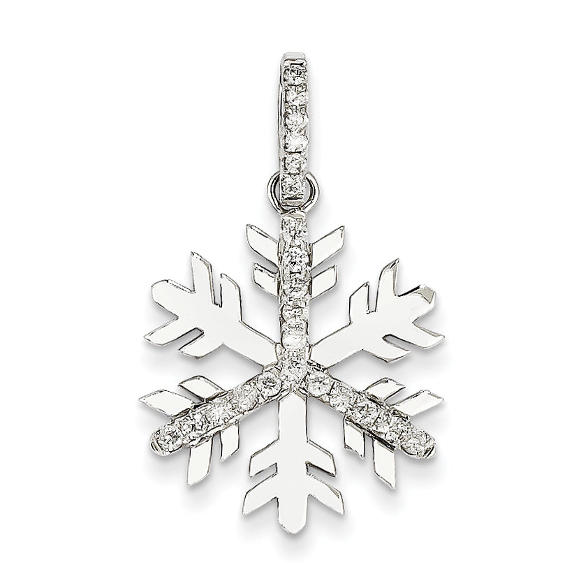 14K Weißgold Diamant-Schneeflocken-Anhänger, groß