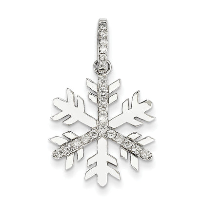 14K Weißgold Diamant-Schneeflocken-Anhänger, groß