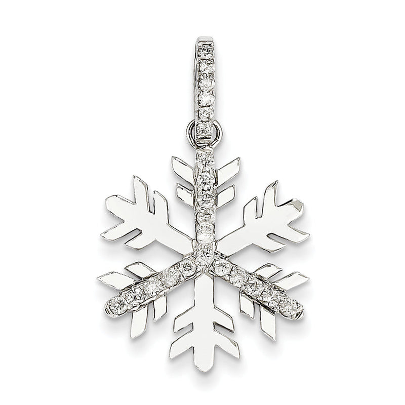 14K Weißgold Diamant-Schneeflocken-Anhänger, groß