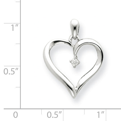 14K Weißgold Diamant-Herzanhänger