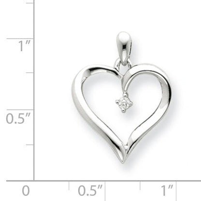 14K Weißgold Diamant-Herzanhänger