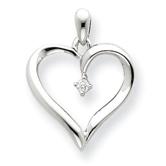 14K Weißgold Diamant-Herzanhänger