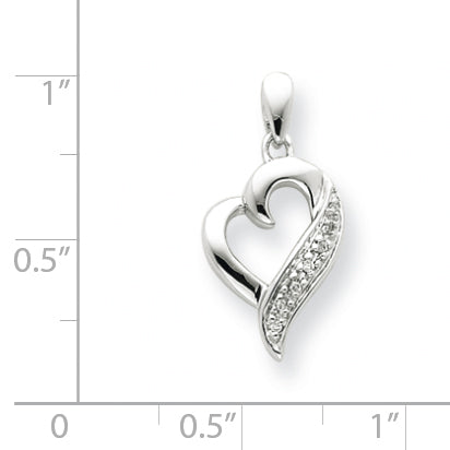 14K Weißgold Diamant-Herz-Anhänger