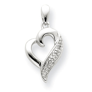 14K Weißgold Diamant-Herz-Anhänger
