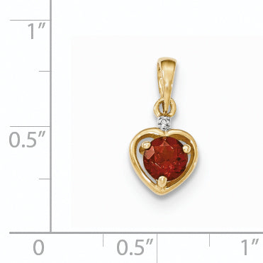 14K Gelbgold Granat- und Diamant-Anhänger