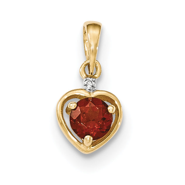 14K Gelbgold Granat- und Diamant-Anhänger