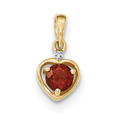14K Gelbgold Granat- und Diamant-Anhänger