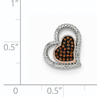 14K Roségold Cognac- und Weißdiamant-Anhänger mit doppeltem Herz