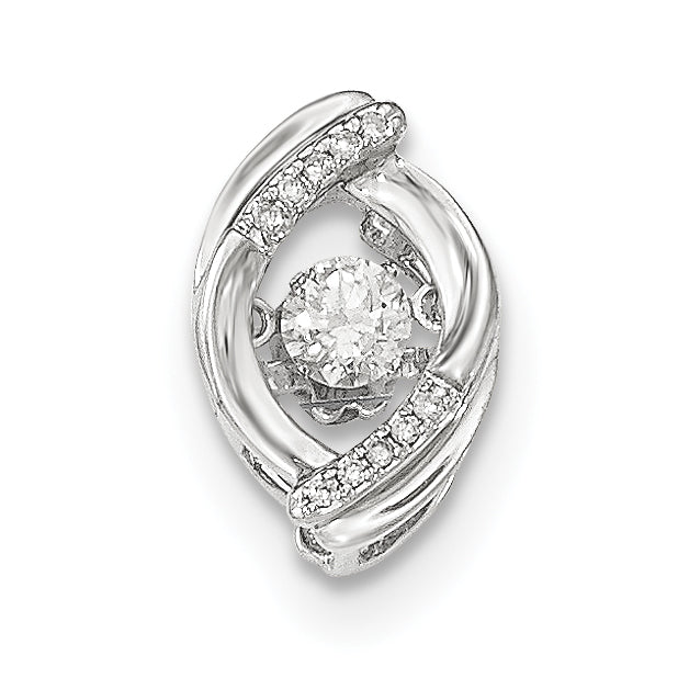 14K Weißgold Diamant-Anhänger mit Kette, poliert