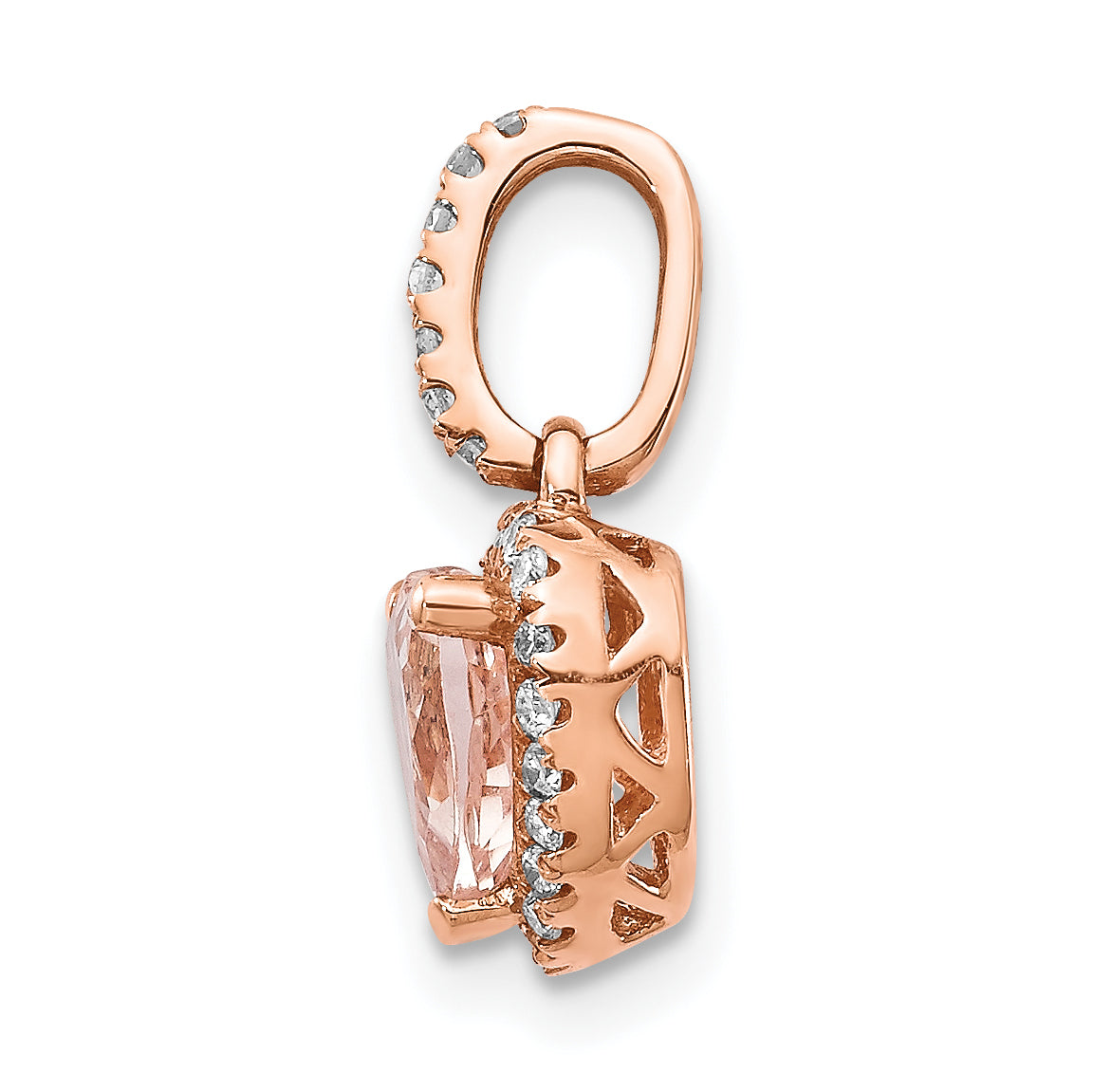 14K Roségold Morganit- und Diamant-Anhänger
