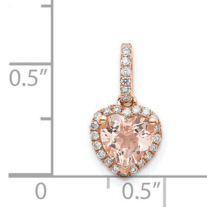14K Roségold Morganit- und Diamant-Anhänger