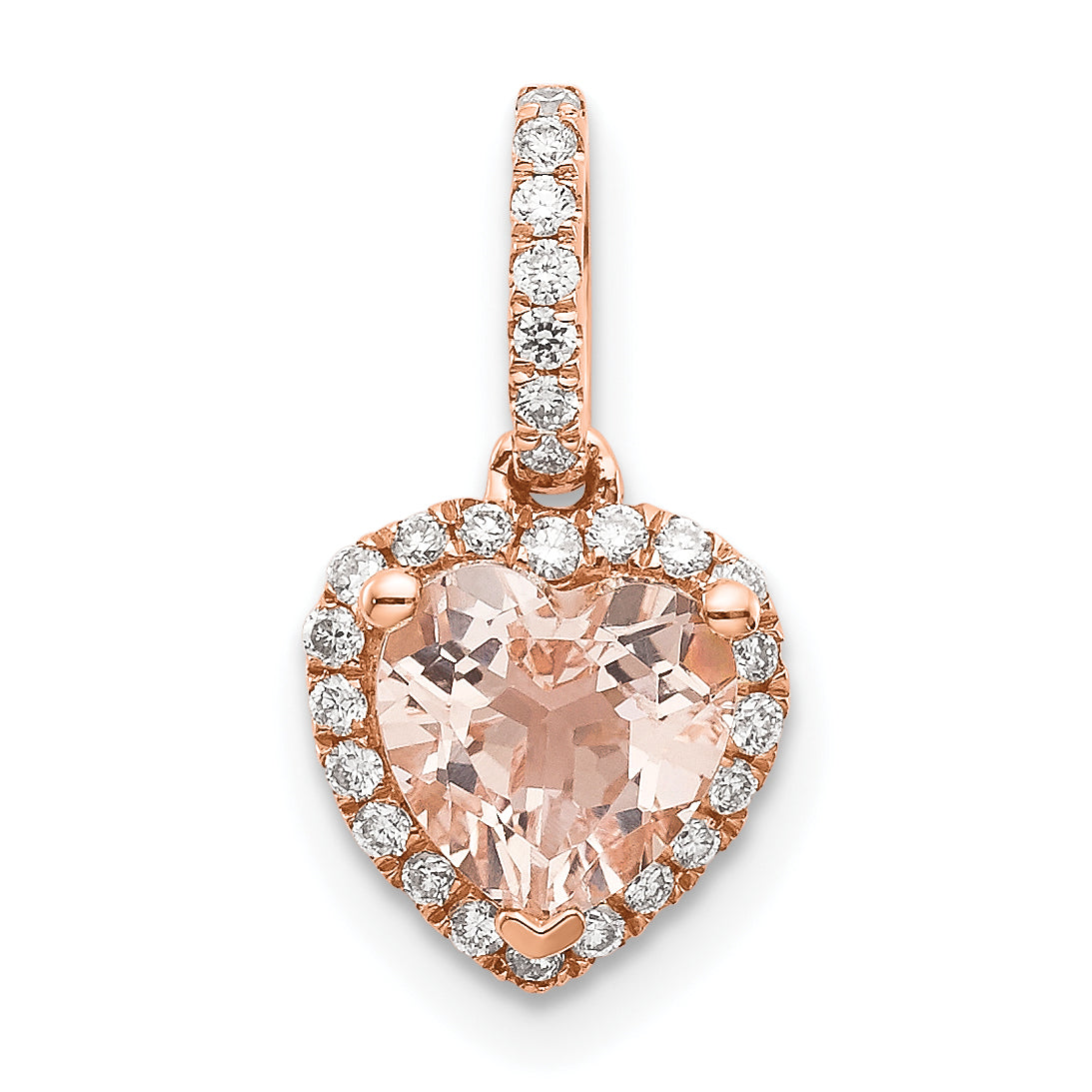 14K Roségold Morganit- und Diamant-Anhänger