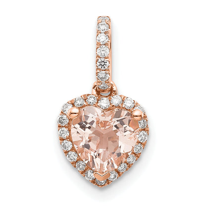 14K Roségold Morganit- und Diamant-Anhänger