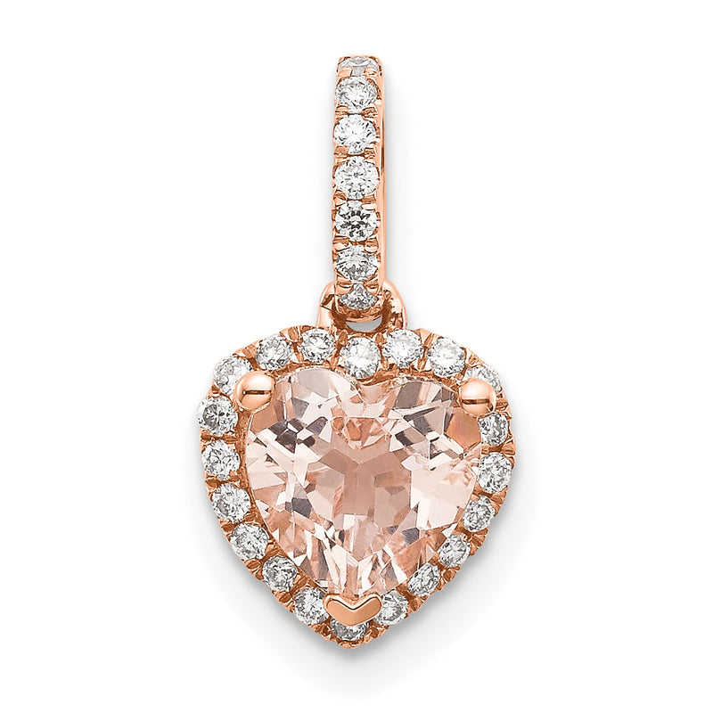 14K Roségold Morganit- und Diamant-Anhänger