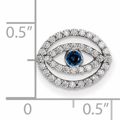 14K Weißgold Diamant- und Saphir-Halo-Anhänger „Böser Blick“