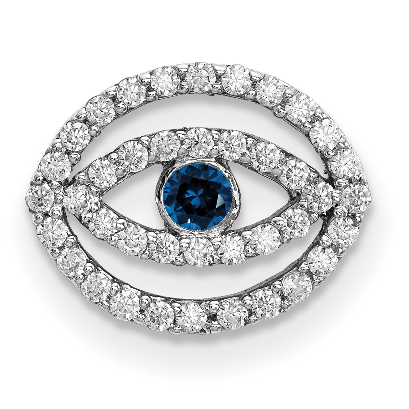 14K Weißgold Diamant- und Saphir-Halo-Anhänger „Böser Blick“