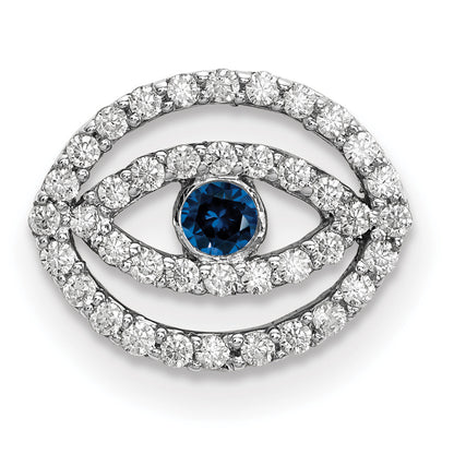 14K Weißgold Diamant- und Saphir-Halo-Anhänger „Böser Blick“