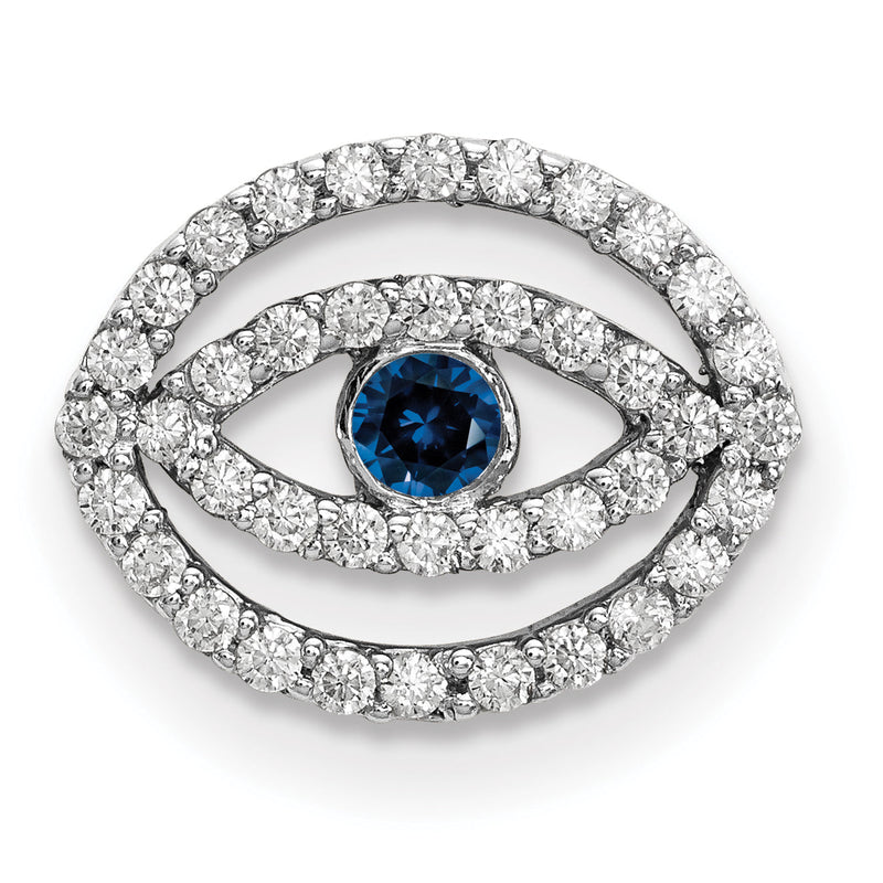 14K Weißgold Halo-Anhänger „Böser Blick“ mit Diamant und Saphir