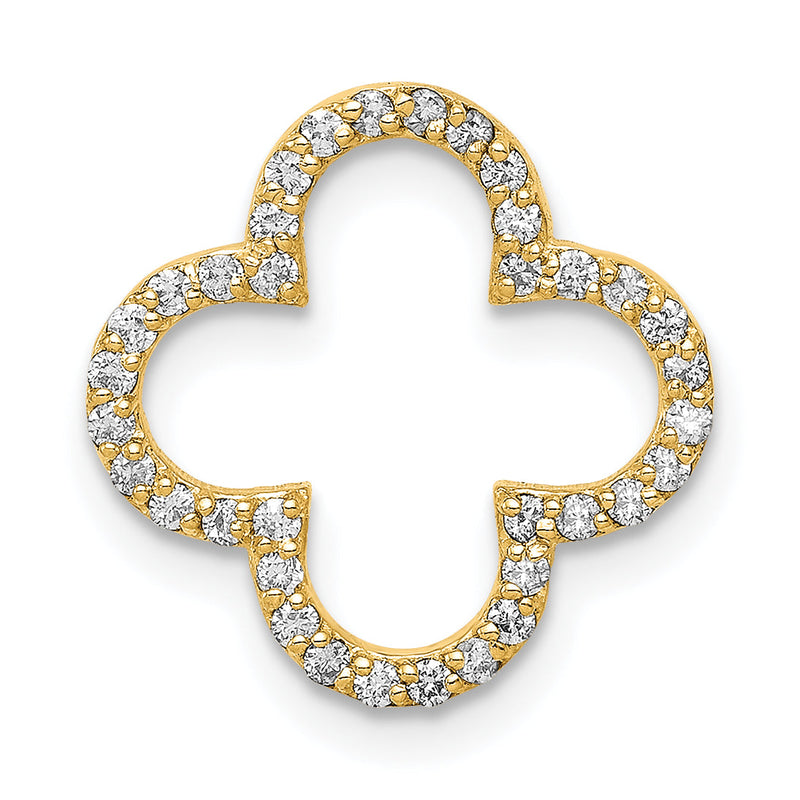 14K Gelbgold Anhänger Kleeblatt-Design mit kleinem Diamant