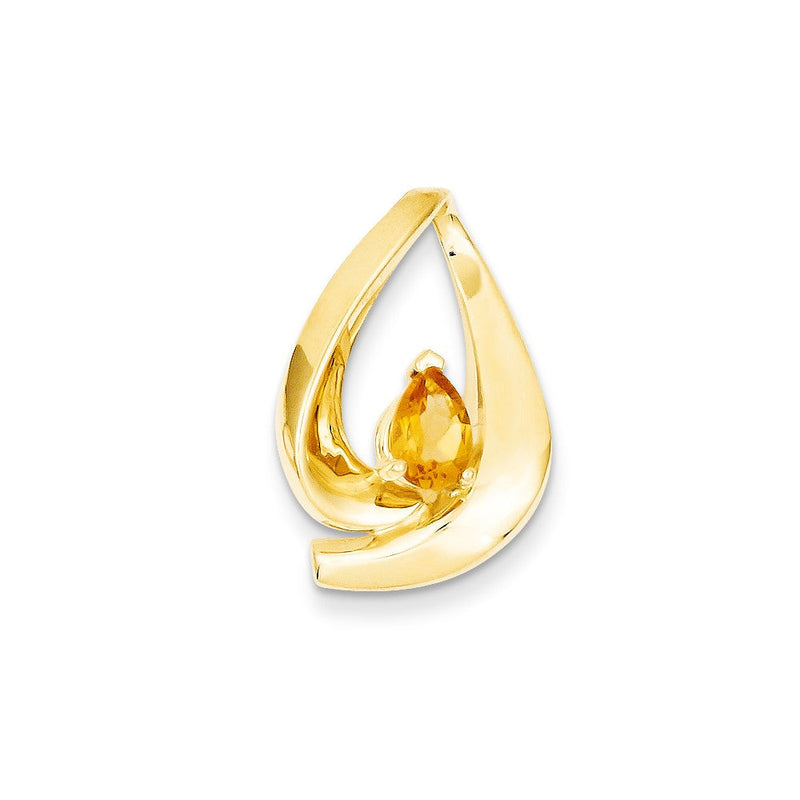14K Gelbgold Citrin-Diamant-Gleitanhänger