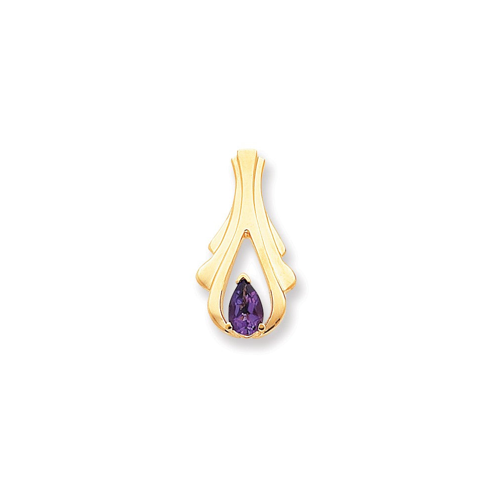 14K Gelbgold Amethyst-Diamant-Gleitanhänger