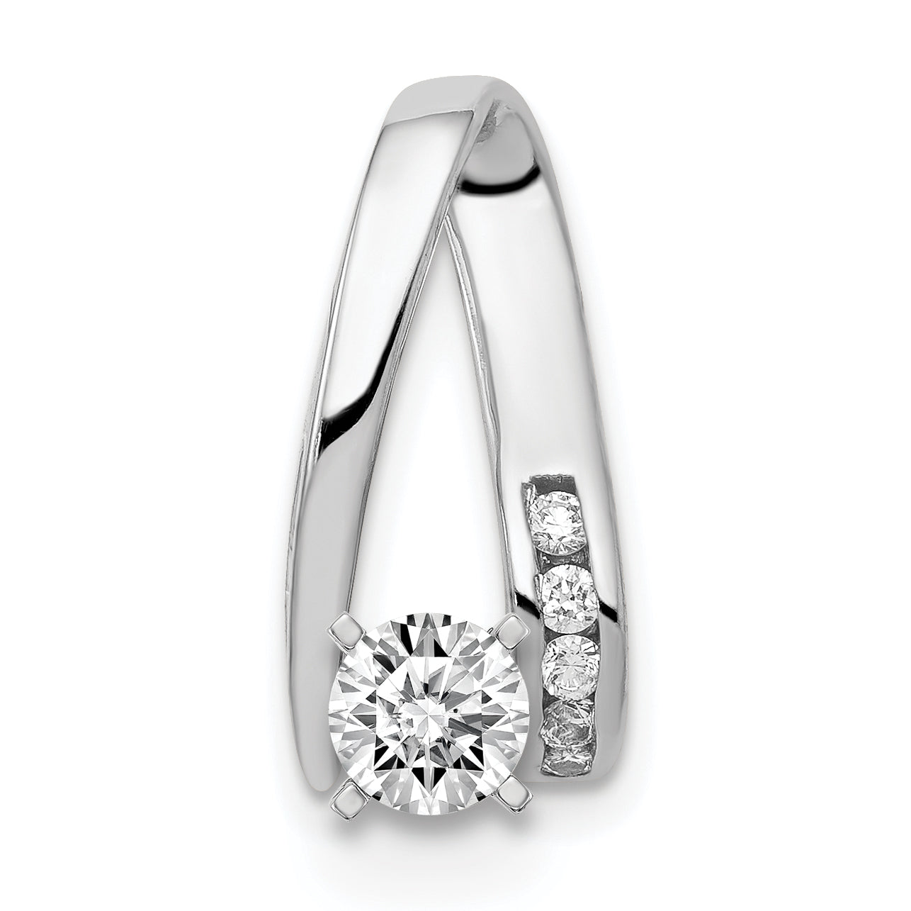 14K Weißgold Steckverschluss mit Diamant