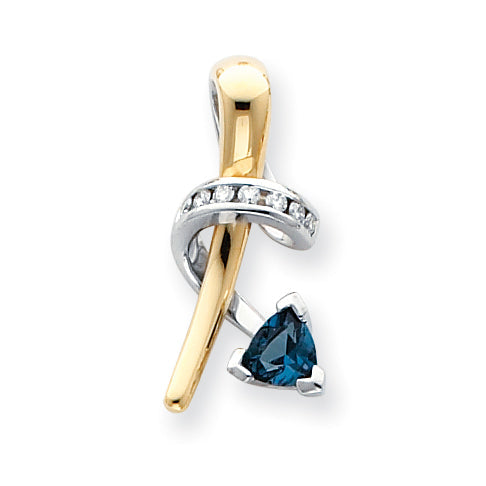 14K Bicolor Diamant-Anhänger im konkaven Laserschliff, AA, 0,14 ct