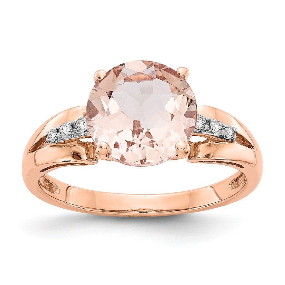 14K Roségold Diamant und Morganit Rund Ring