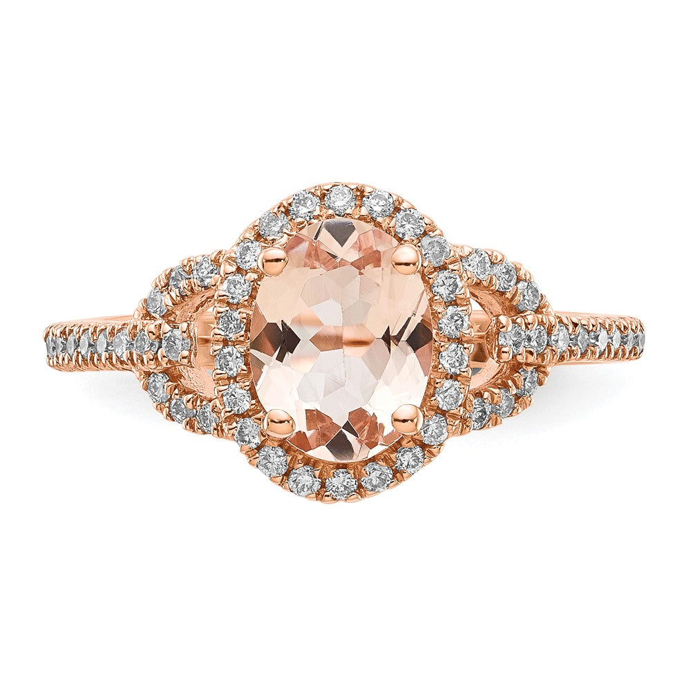 14K Roségold Diamant Morganit & Diamant Ring