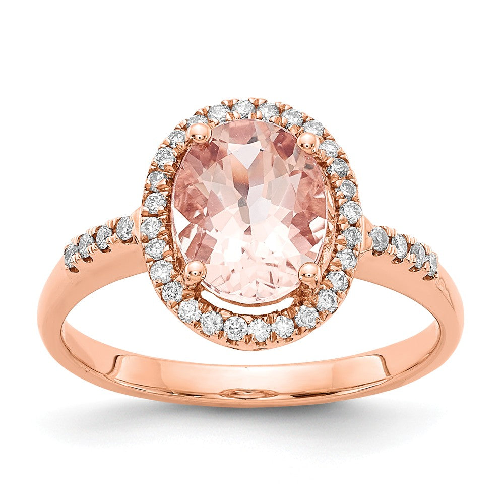 14K Roségold Morganit & Diamant Ring