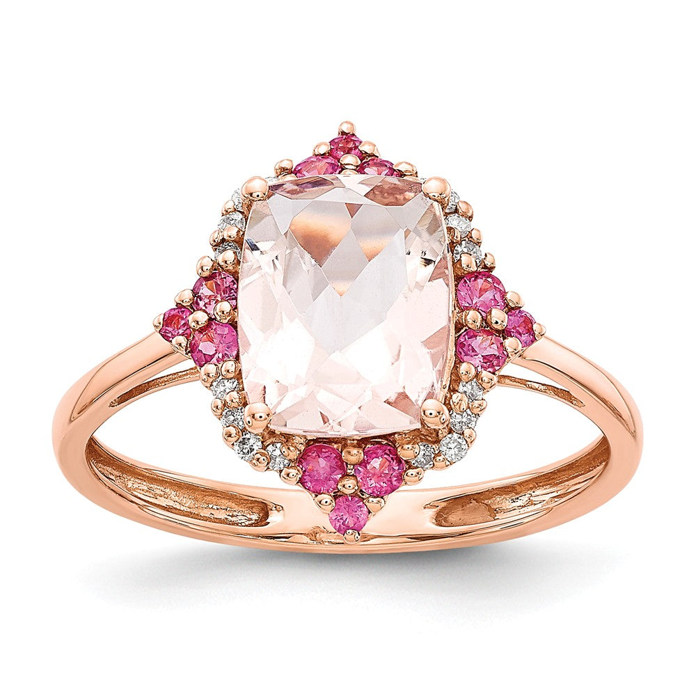 14K Roségold Morganit & Diamant Ring