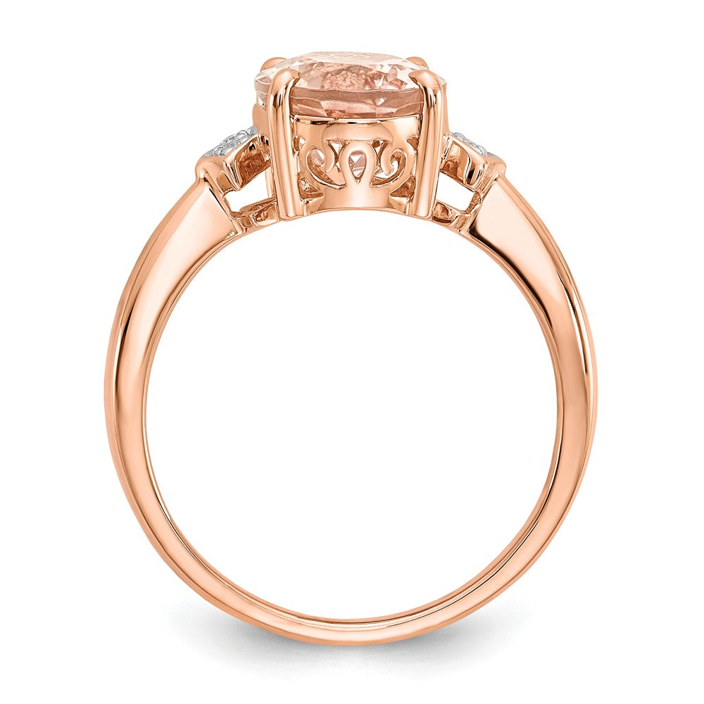 14K Roségold Diamant und Morganit Ring