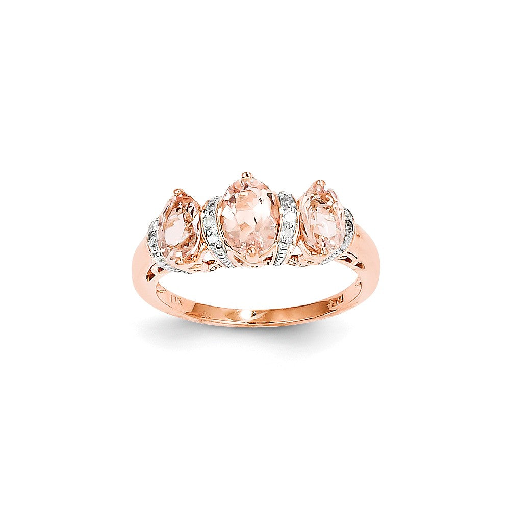 14K Roségold Diamant und Morganit Ring