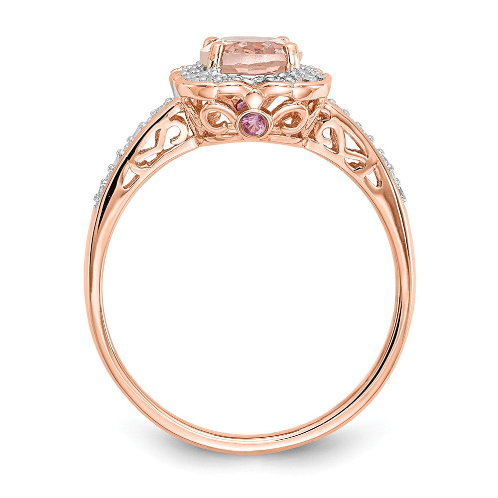 14K Roségold Diamant Morganit Ring