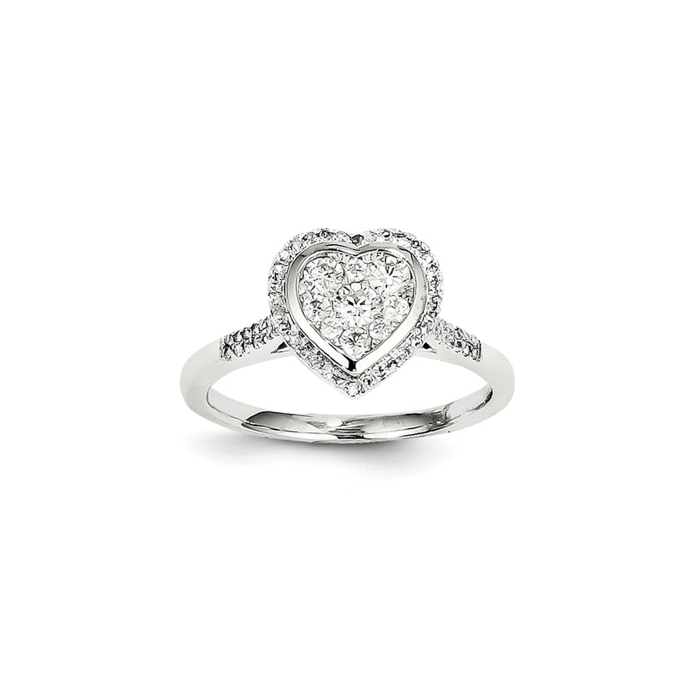 14K Weißgold Diamant Herz Ring