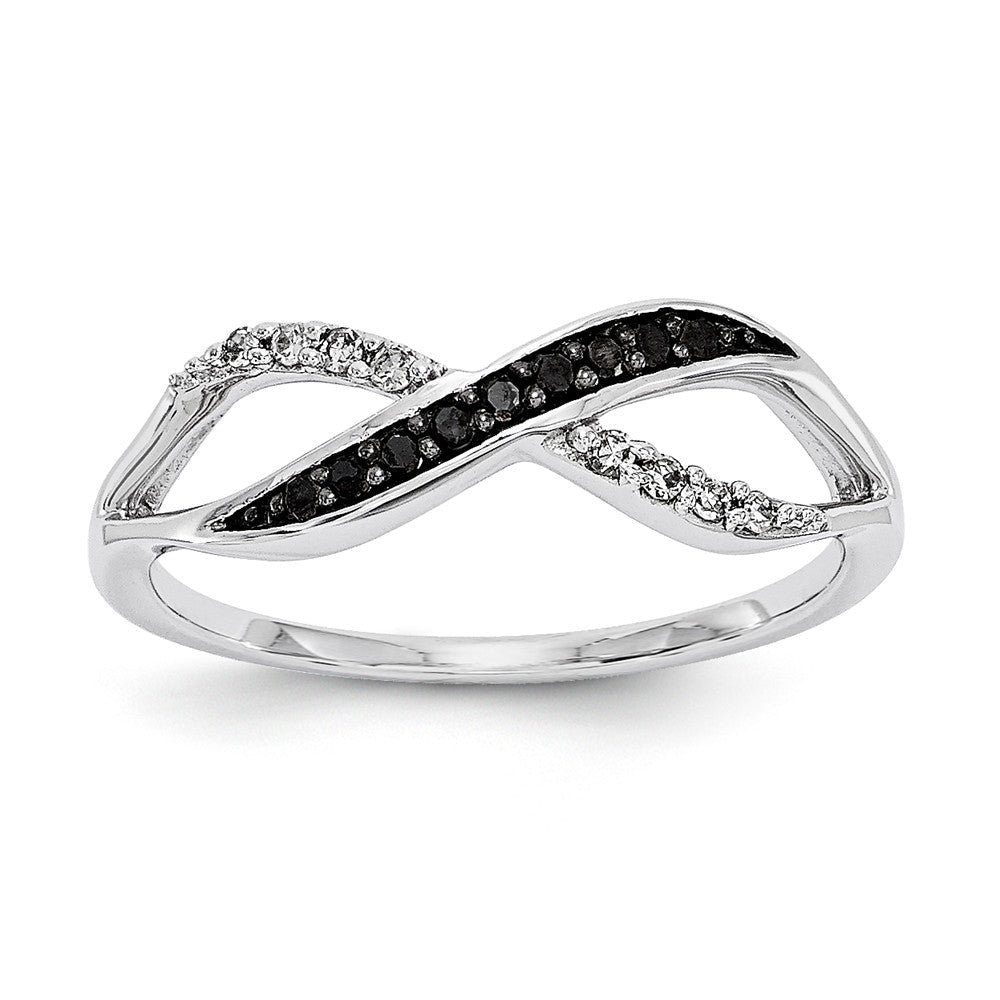 14K Weißgold Schwarz und Weiß Diamant Ring
