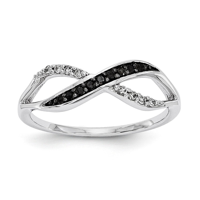 14K Weißgold Schwarz und Weiß Diamant Ring